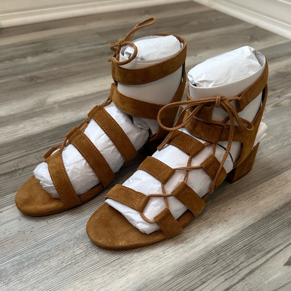 Frye Chrissy Side Ghillie Tan Sandals Size 8.5 New in Box